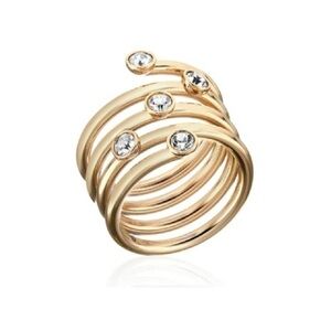 $85 Michael Kors Scattered Crystal Spiral Ring 7 Gold